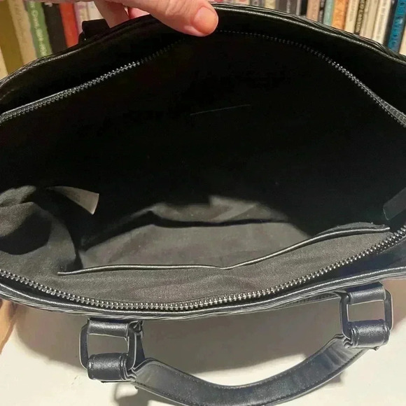 Loume structured tote bag crossbody zip closure easy clean black - Picture 7 of 12